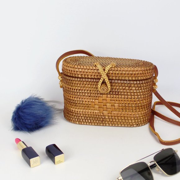 FAR EASTERN Bags Nwt Far Eastern Handmade Twist Lid Rattan Camera